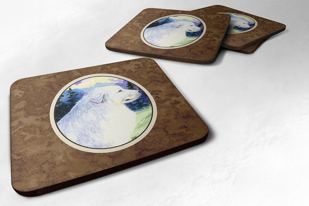 Great Pyrenees Foam Coasters Set of 4 Cup Coasters for Indoor Outdoor, Tabletop Protection, Anti Slip, Mouse pad Material