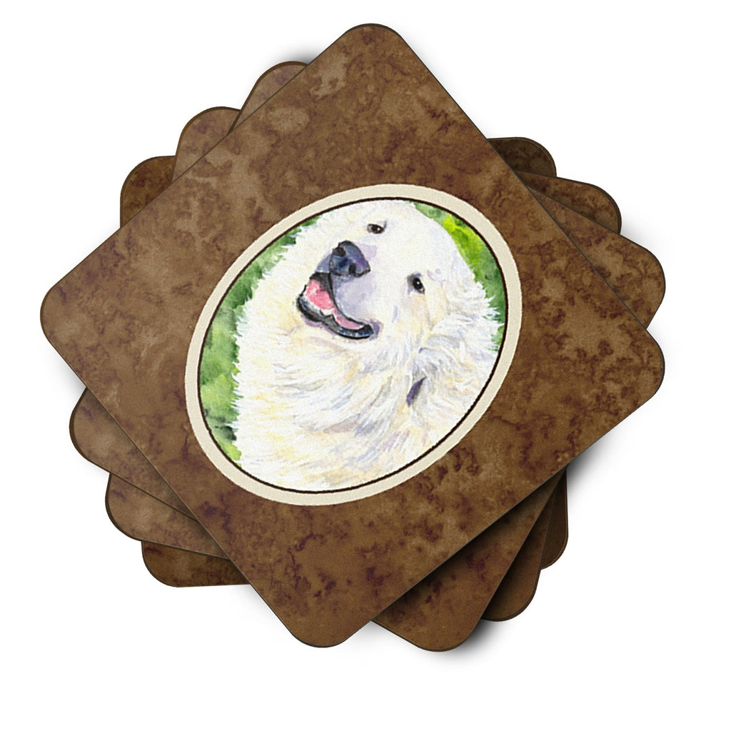 Great Pyrenees Foam Coasters Set of 4 Cup Coasters for Indoor Outdoor, Tabletop Protection, Anti Slip, Mouse pad Material