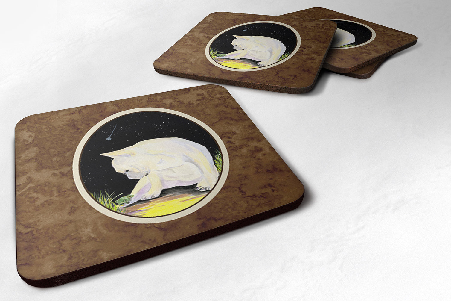 French Bulldog Foam Coasters Set of 4 Cup Coasters for Indoor Outdoor, Tabletop Protection, Anti Slip, Mouse pad Material