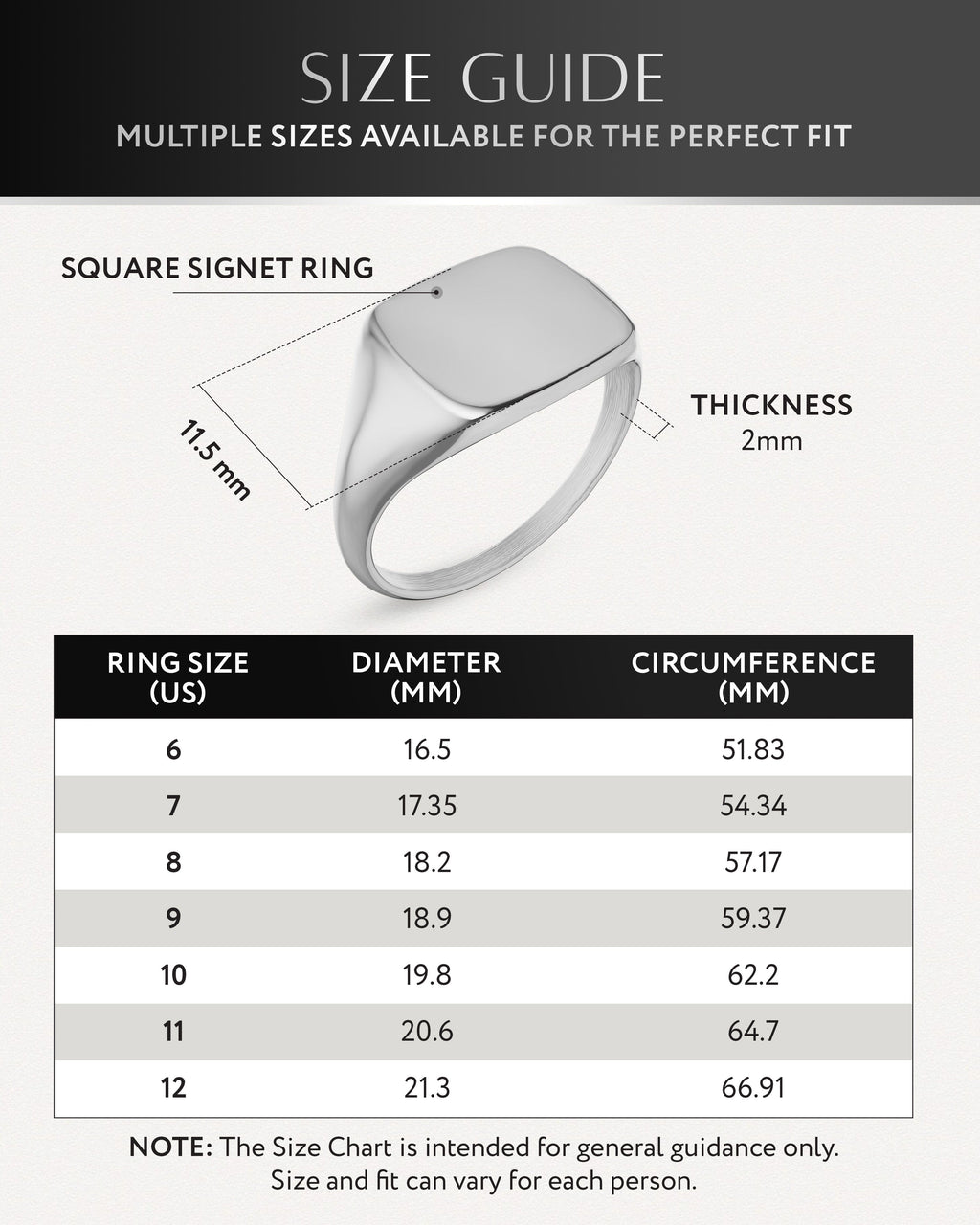 Silver Square Signet Rings (Polished)