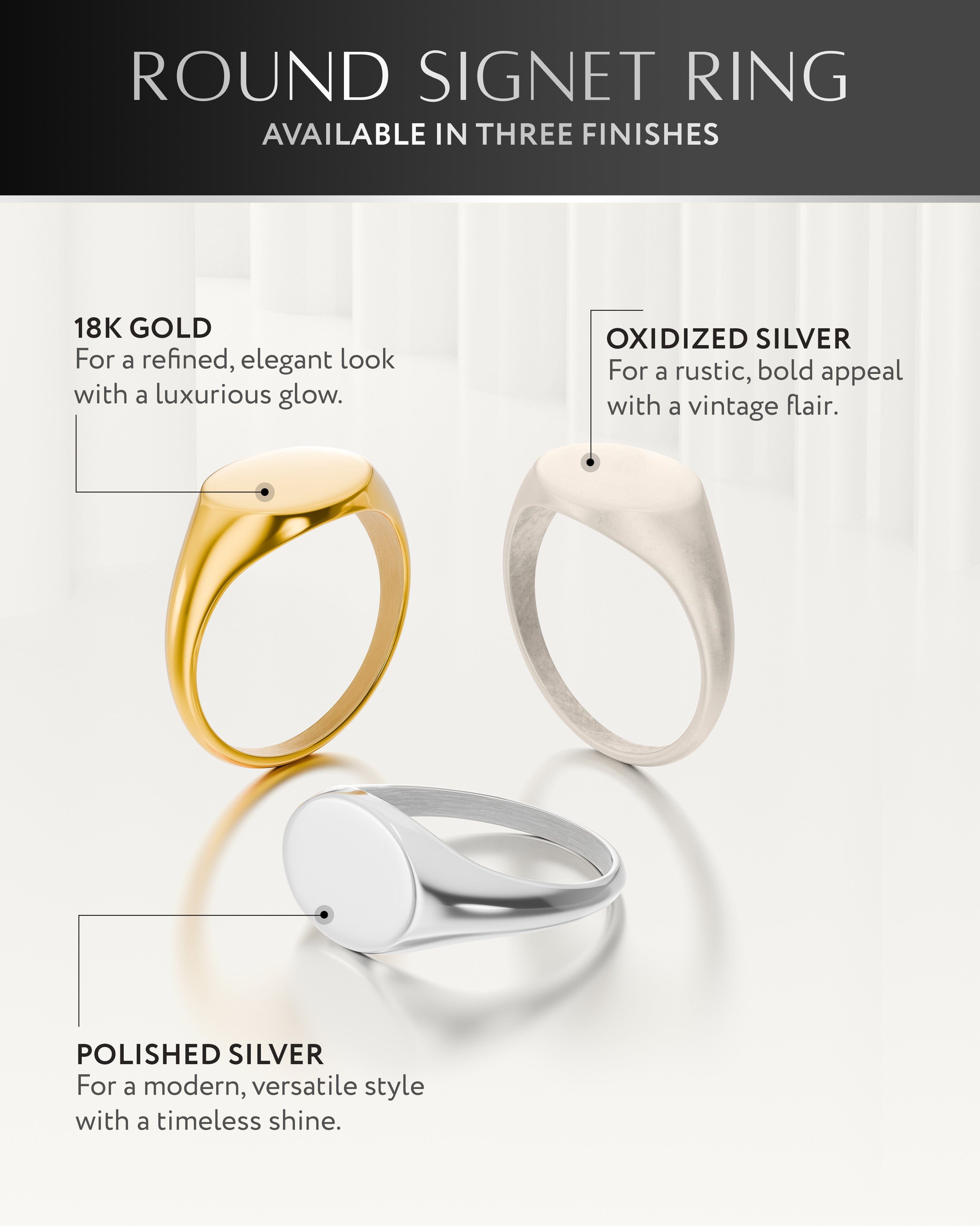 Round Signet Rings (Gold)