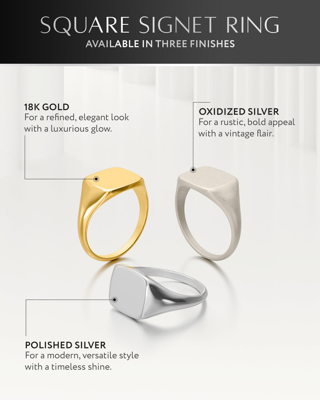 Square Signet Rings (Gold)
