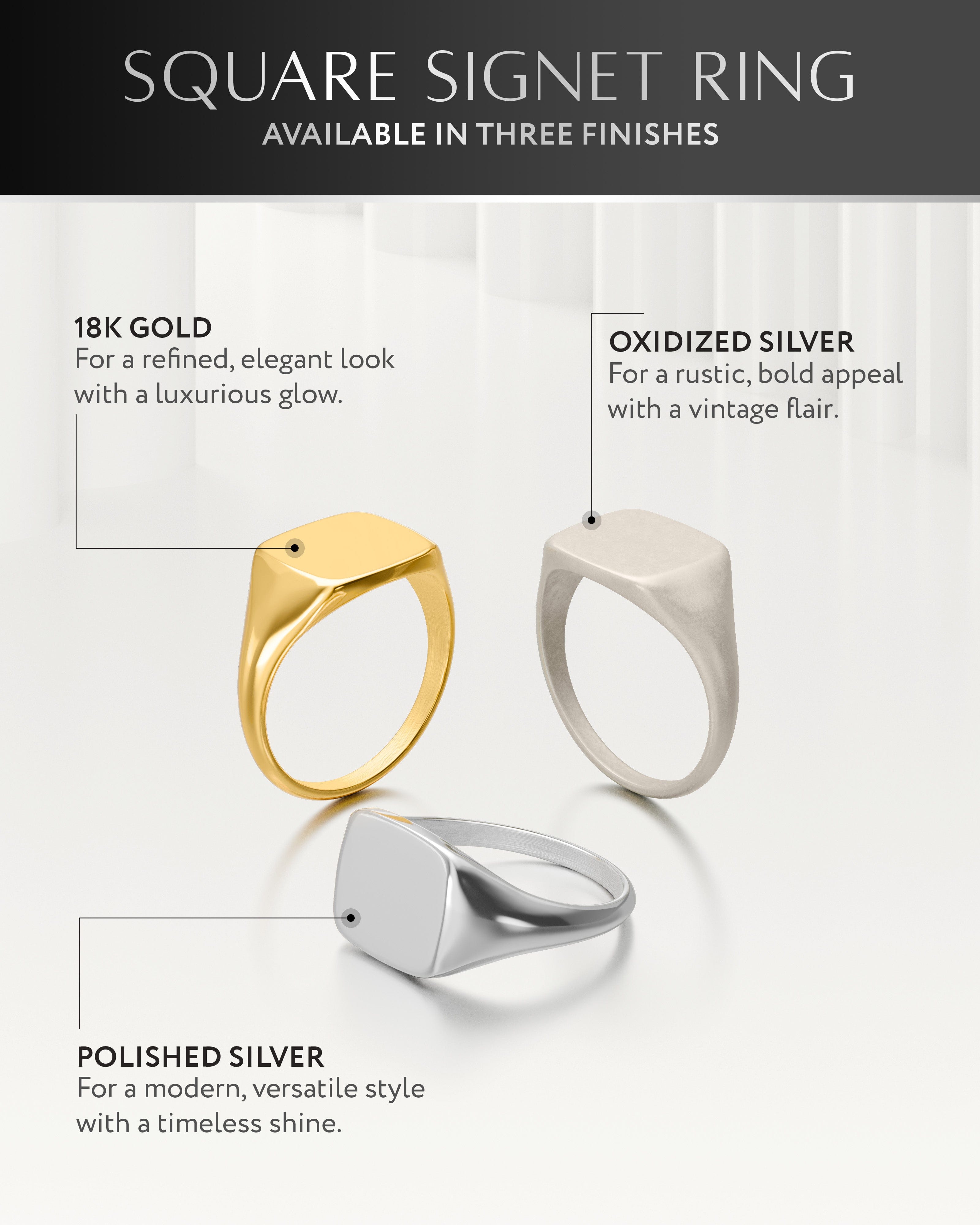 Square Signet Rings (Gold)