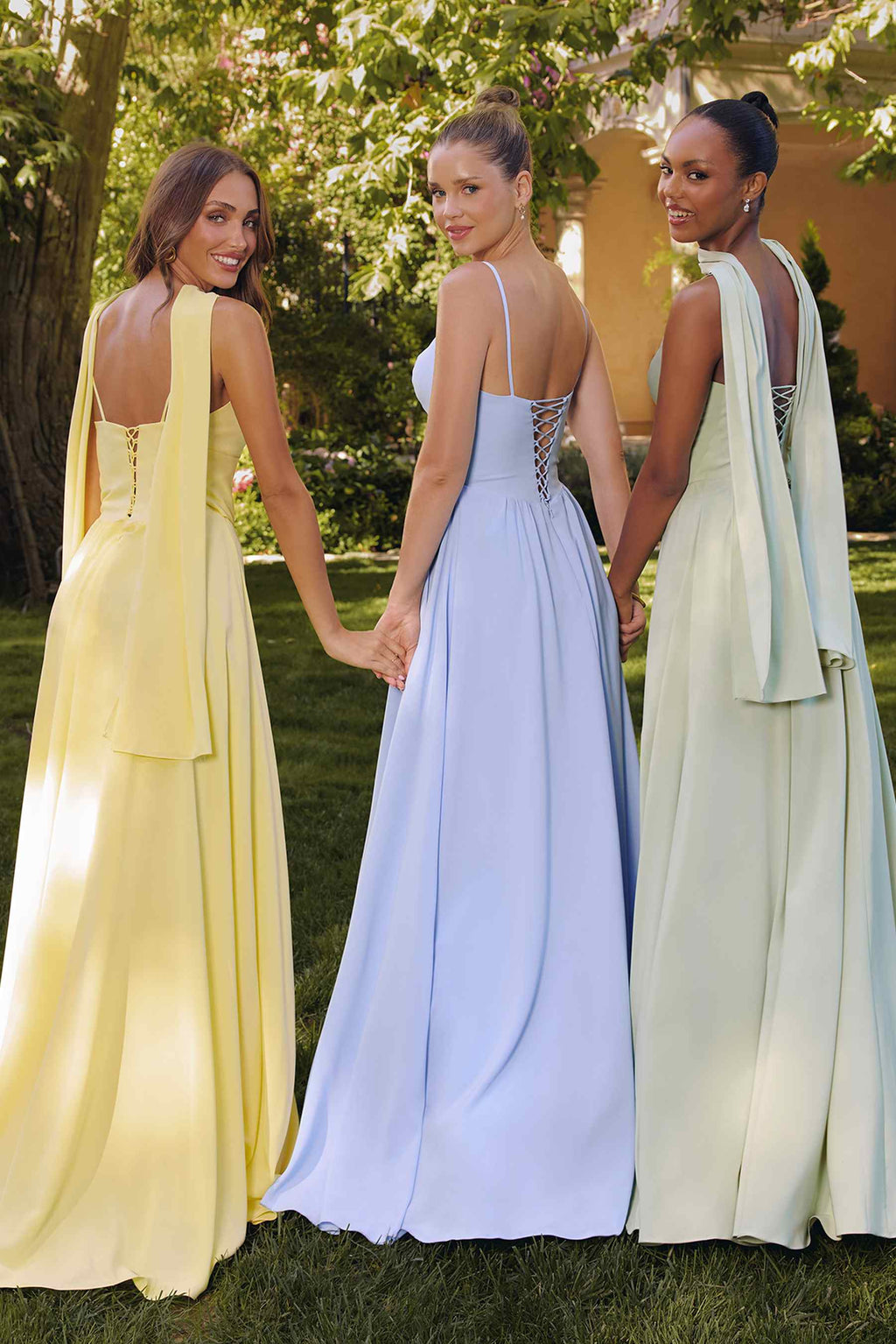 Amoris T711 Long Spaghetti Strap A-Line Chiffon Dress