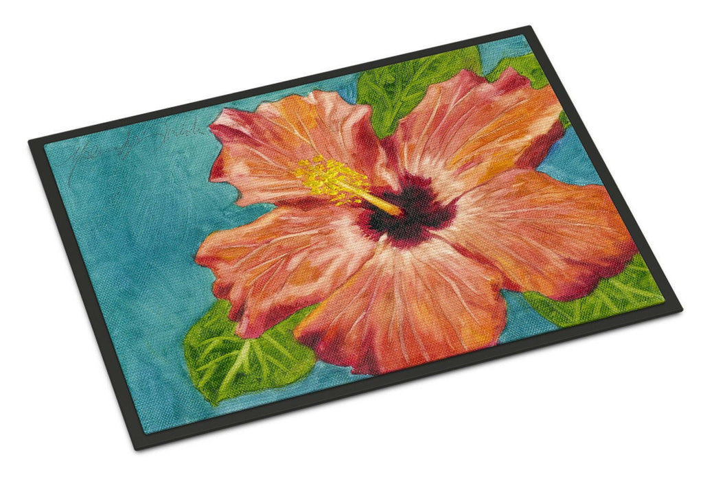 Coral Hibiscus by Malenda Trick Doormat Indoor Outdoor 24H X 36W Front Door Mat Rugs for Entryway, Non Slip Washable Low Pile,