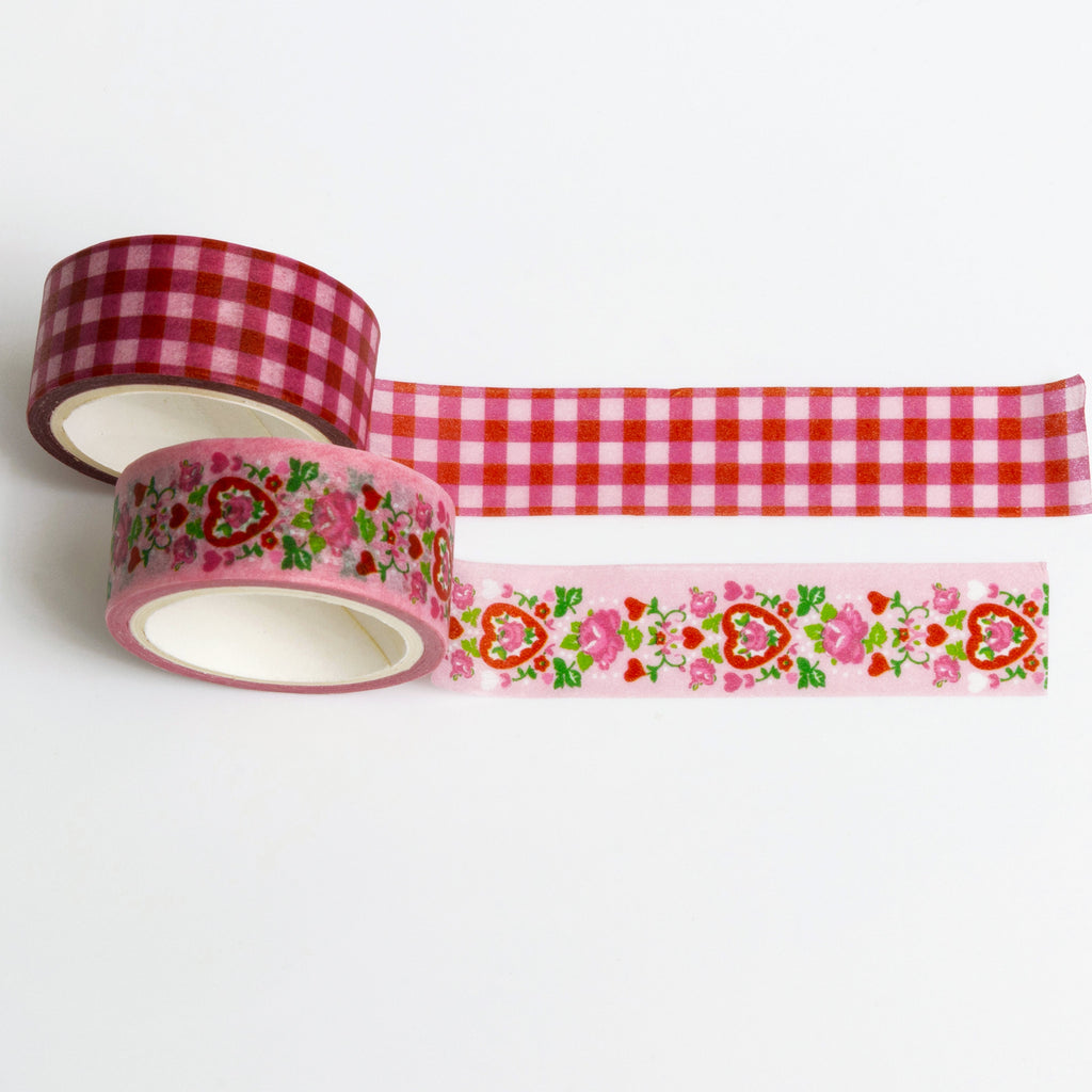 Red Gingham, Hearts, & Roses Washi Tape Everett Rd. by Cathe Holden