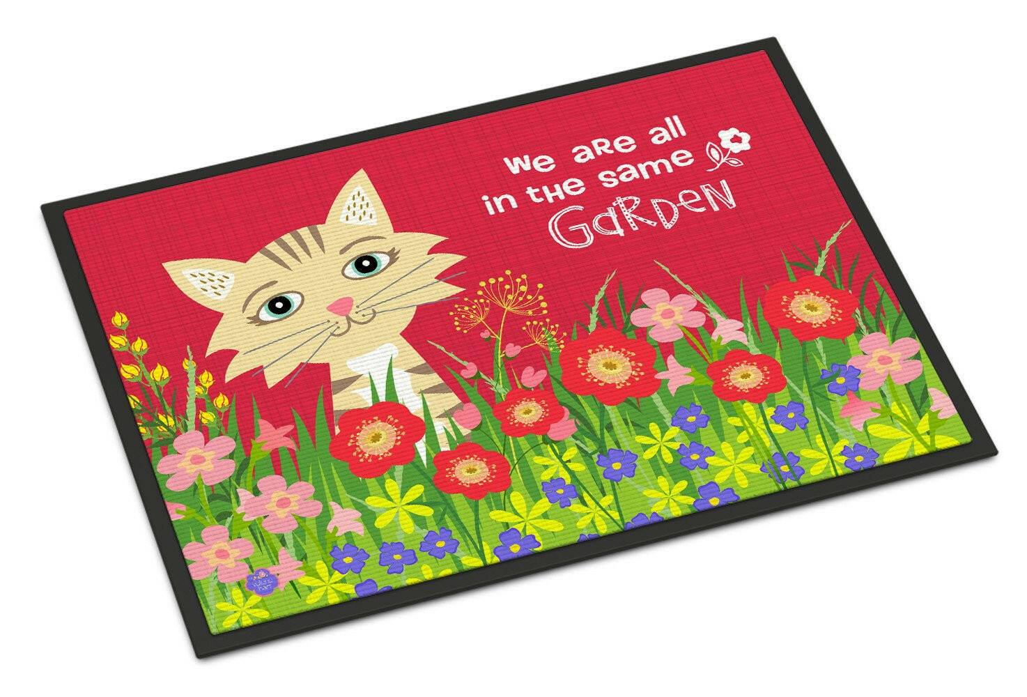 Garden Cat Doormat Indoor Outdoor 24H X 36W Front Door Mat Rugs for Entryway, Non Slip Washable Low Pile,
