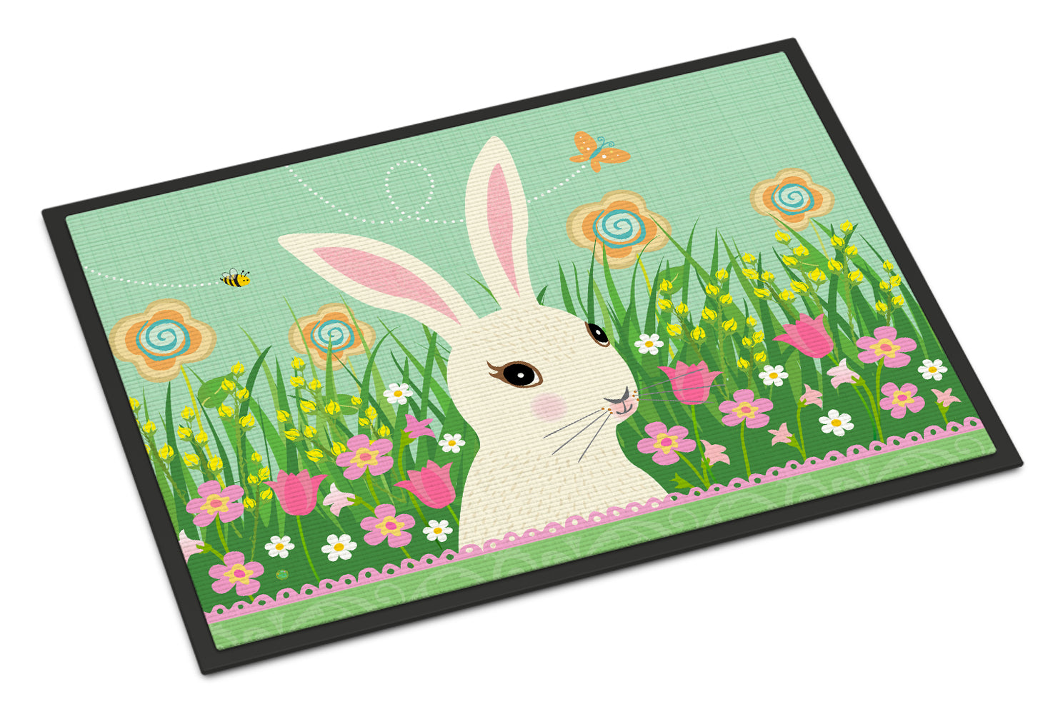 Easter Bunny Rabbit Doormat Indoor Outdoor 18H X 27W Front Door Mat Rugs for Entryway, Non Slip Washable