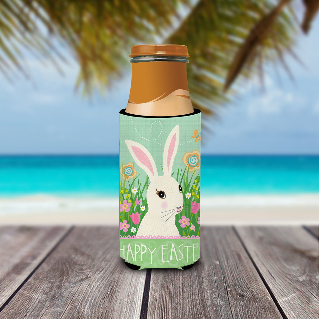 Easter Bunny Rabbit Slim Can Hugger , Insulated Foam Hugger for 12 oz Slim Cans, Beer Bottles & Water Bottles, Printed in USA