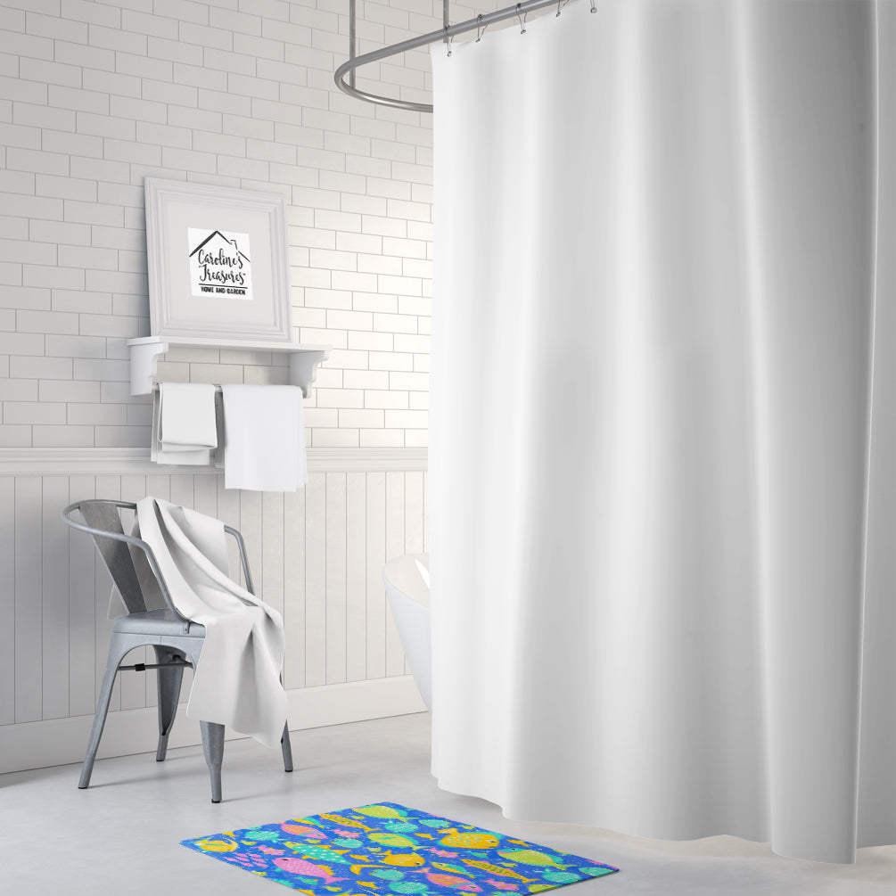 Little Colorful Fishes Memory Foam Kitchen Mat Machine Washable Anti-Fatigue Cushion Comfort Bath or Kitchen Rug