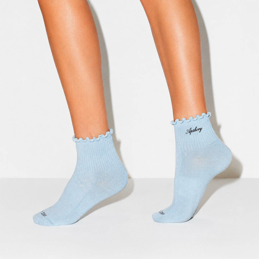 WMNS Lettuce Edge Quarter Socks - Pale Blue