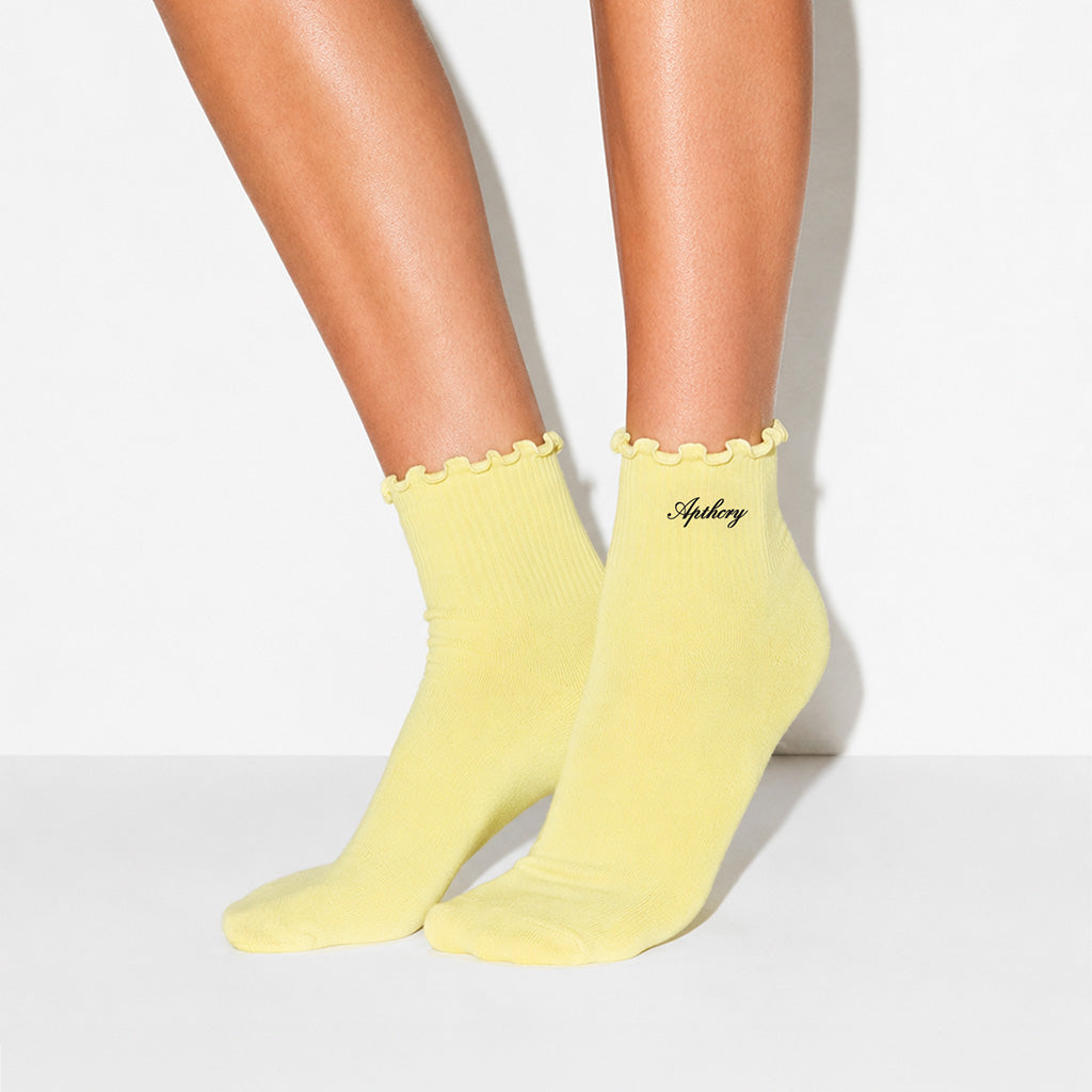 WMNS Lettuce Edge Quarter Socks - Butter Yellow