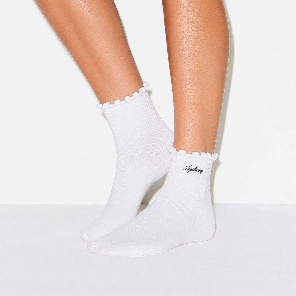 WMNS Lettuce Edge Quarter Socks - White