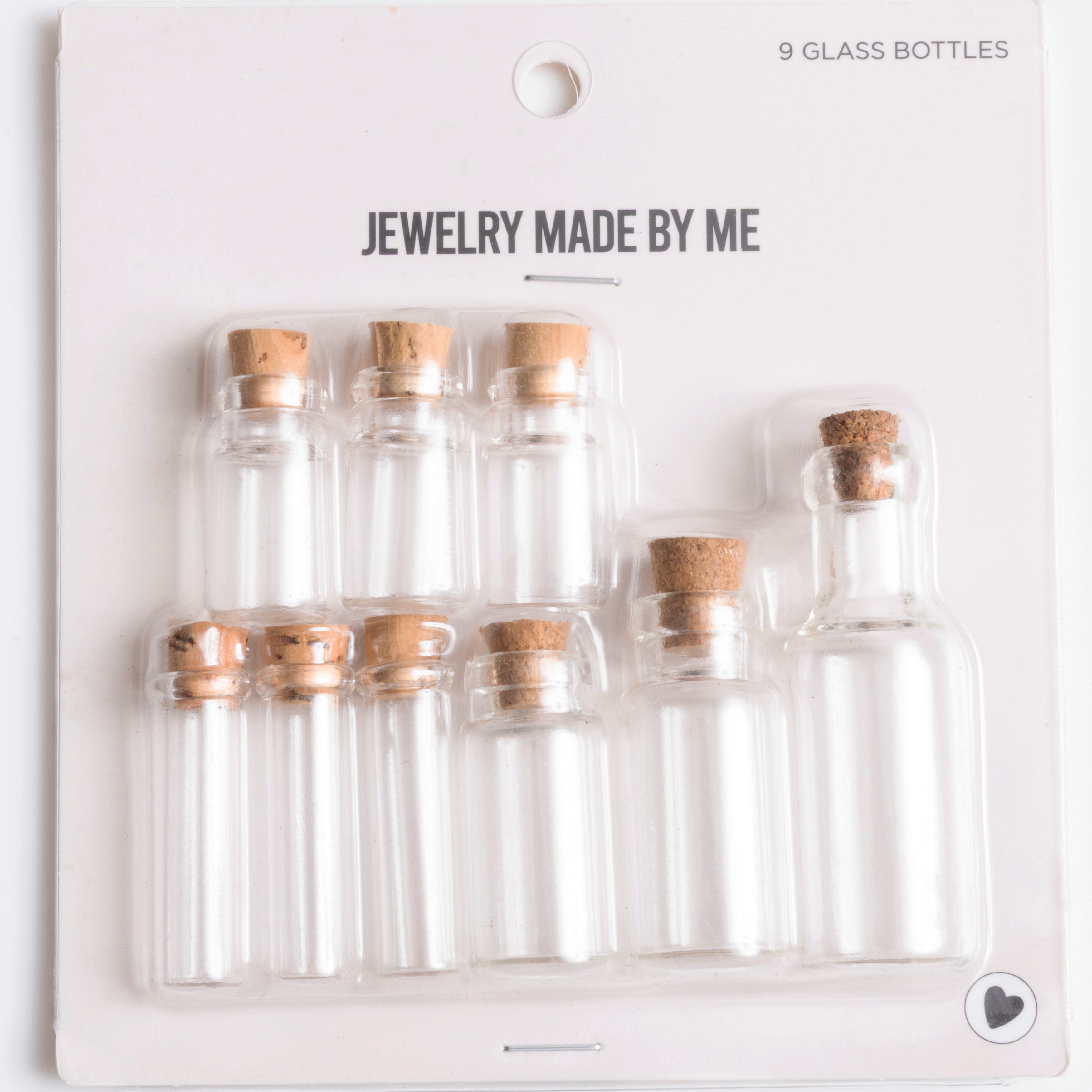 Mini Glass Bottles Set of 9 Tiny Jars with Cork Lid