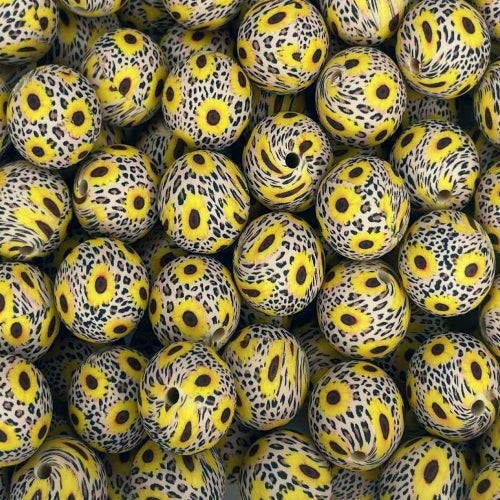P686 SUNFLOWER LEOPARD 15MM PRINT (10ct)
