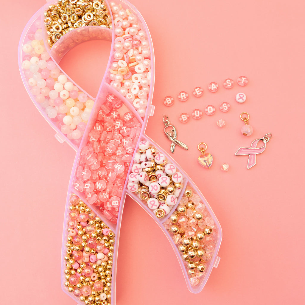 Susan G. Komen Breast Cancer Awareness Pink Ribbon & Letter Bead Box