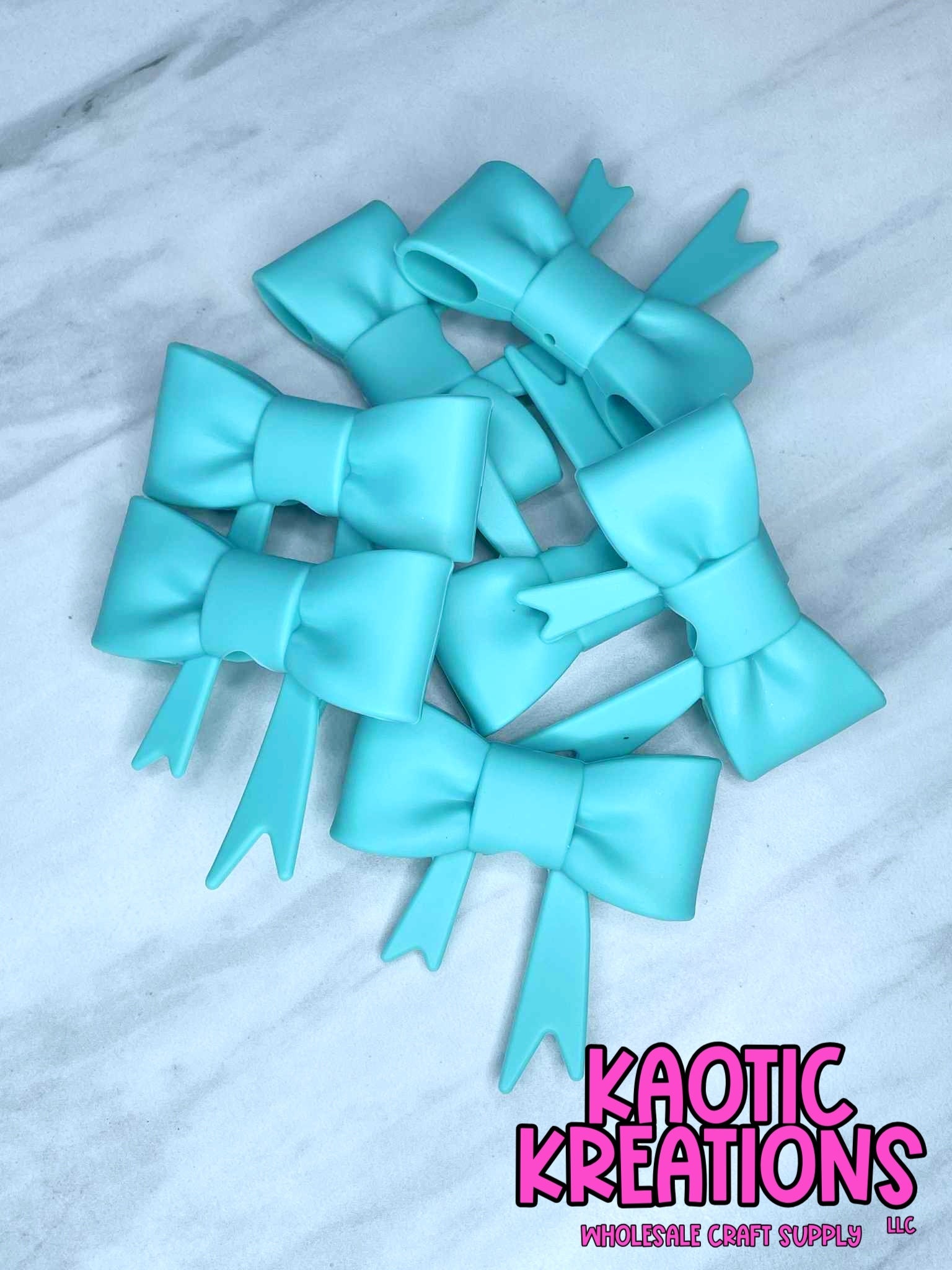 D42 BEADABLE JUMBO SILICONE BOW SOLID TEAL (1ct)