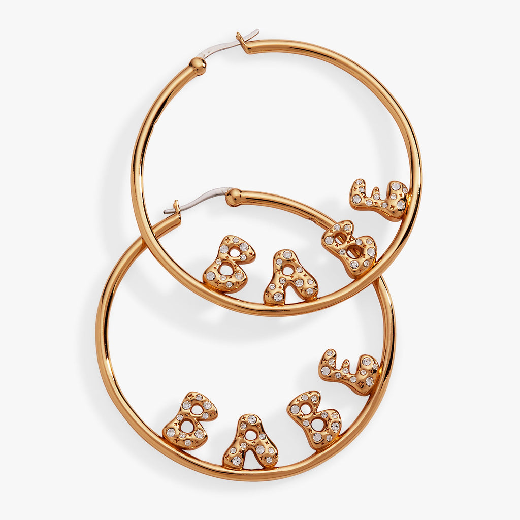 'Babe' Bubble Crystal Hoop Earrings