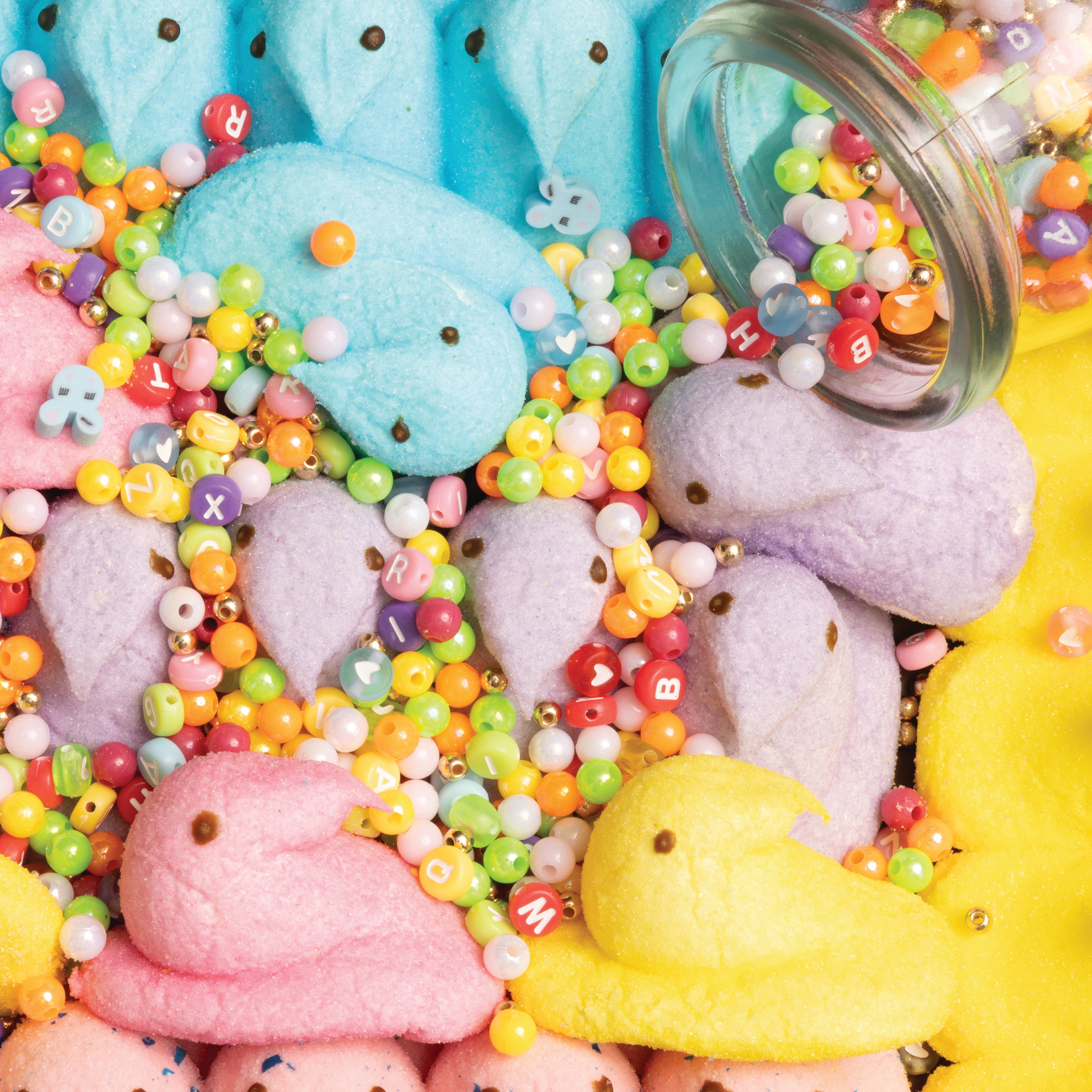 Easter Bunny Beads Multicolor DIY Letter Jar