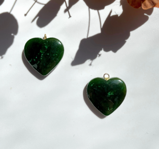 Jade Heart Charm, 20mm