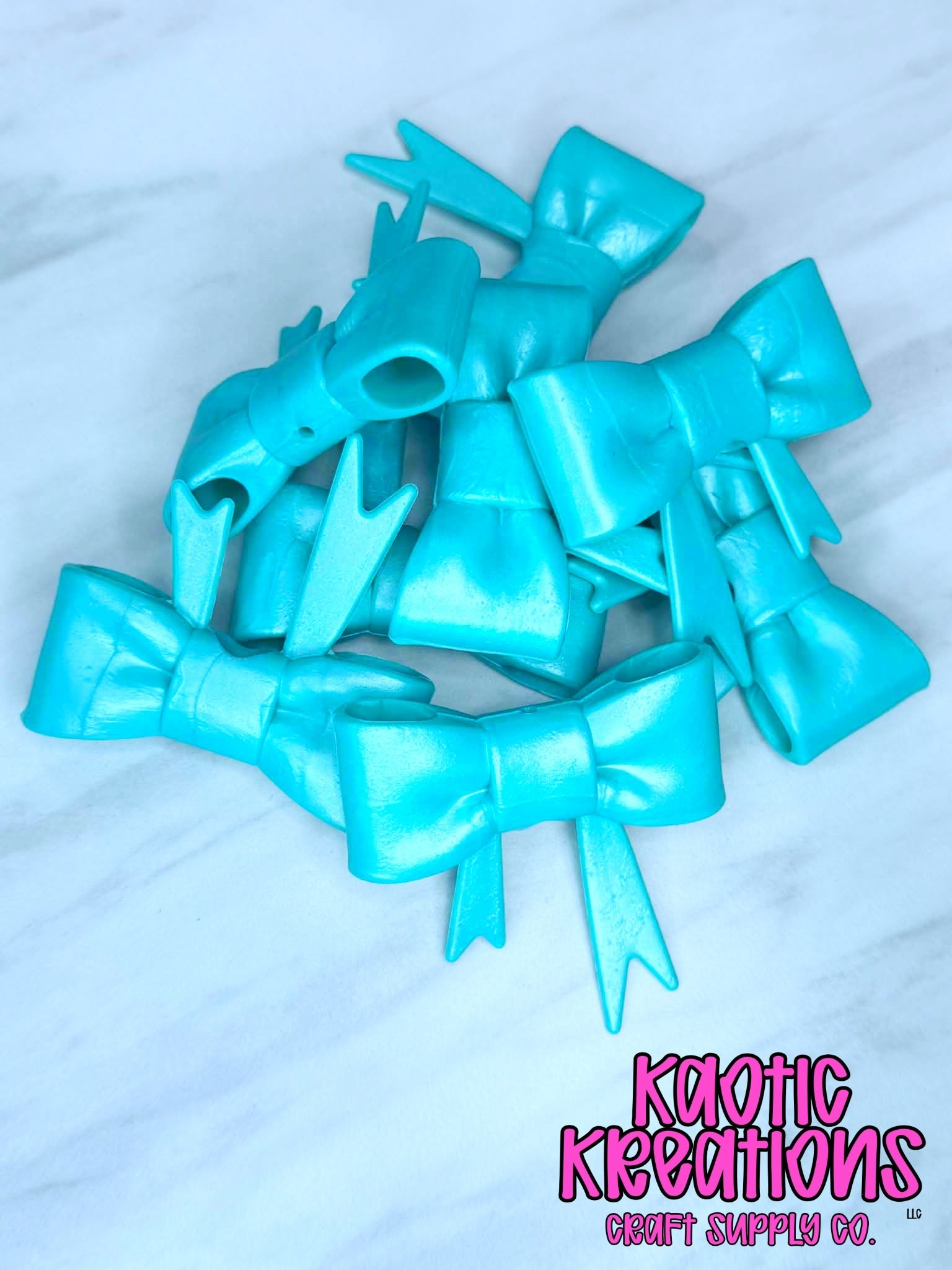D50 BEADABLE JUMBO SILICONE BOW TEAL PEARL (1ct)