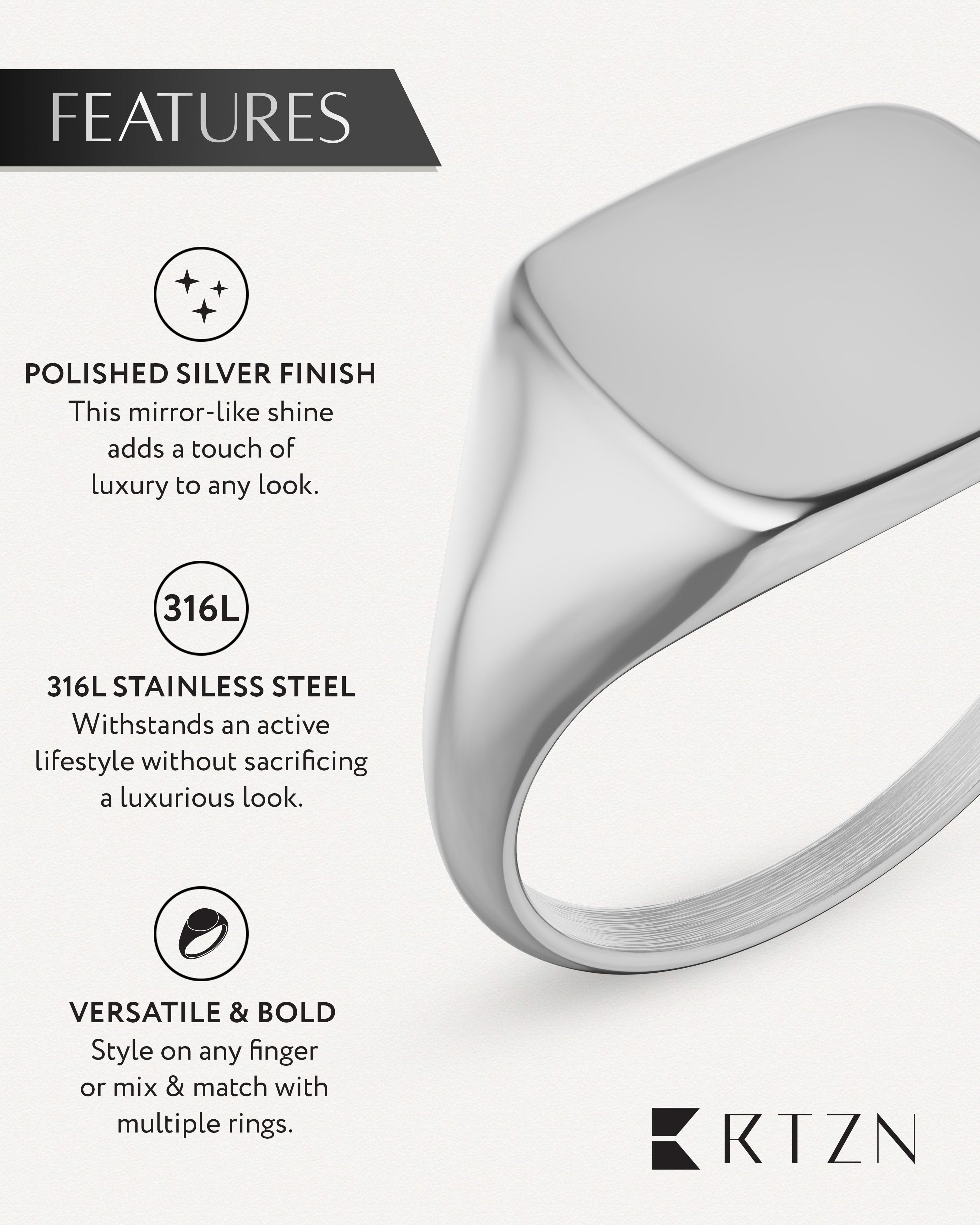 Silver Square Signet Rings (Polished)