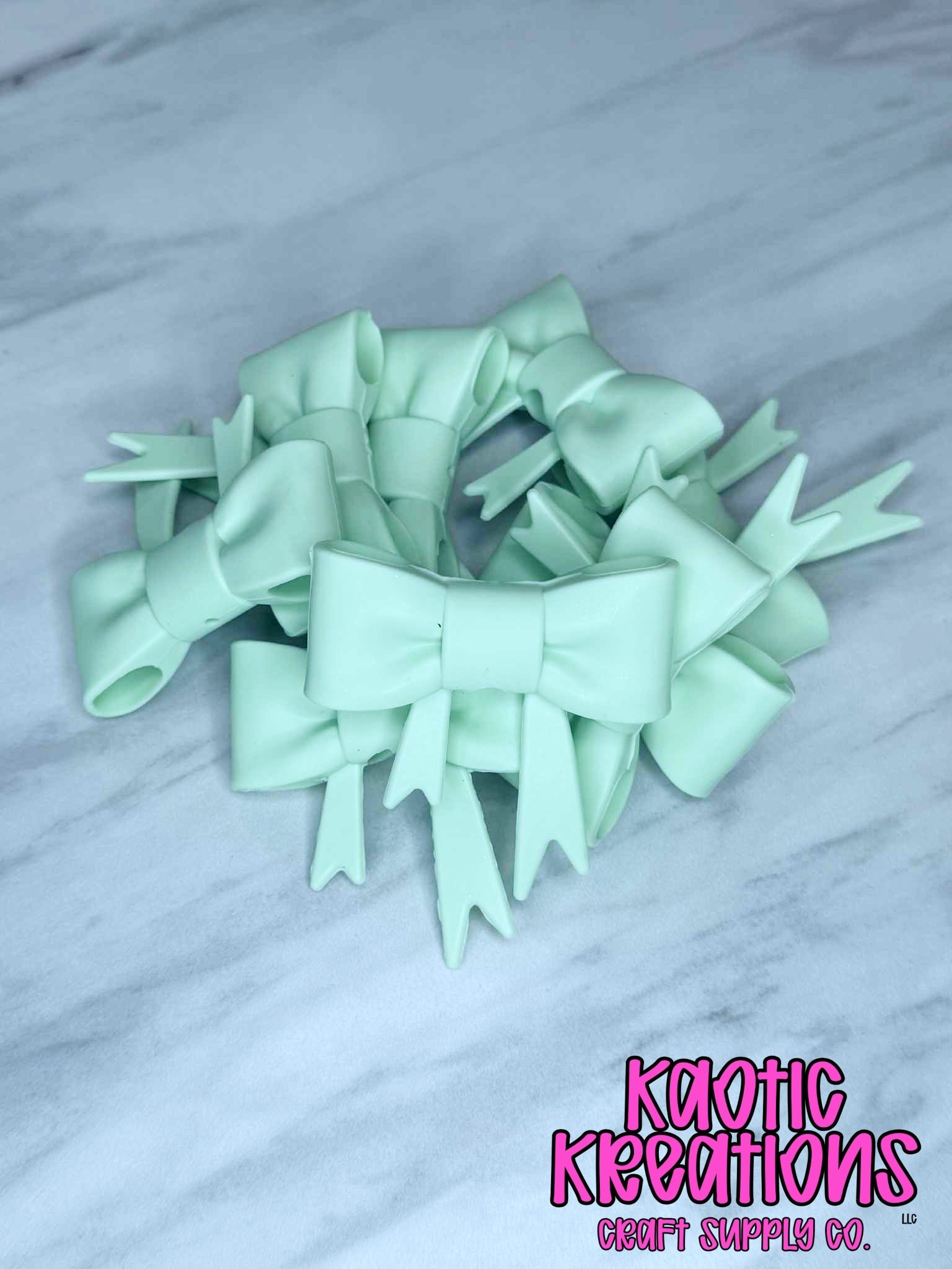 D52 BEADABLE JUMBO SILICONE BOW SOLID MINT GREEN (1ct)