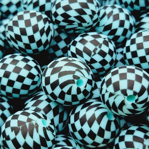 P629 AQUA CHECKERED 15MM PRINT (10ct)
