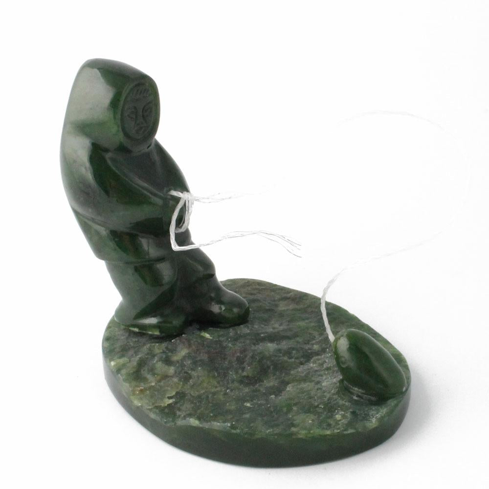 Canadian Nephrite Jade Fisherman catching seal CLEARANCE