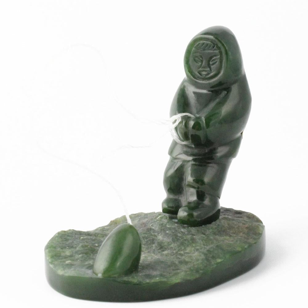 Canadian Nephrite Jade Fisherman catching seal CLEARANCE