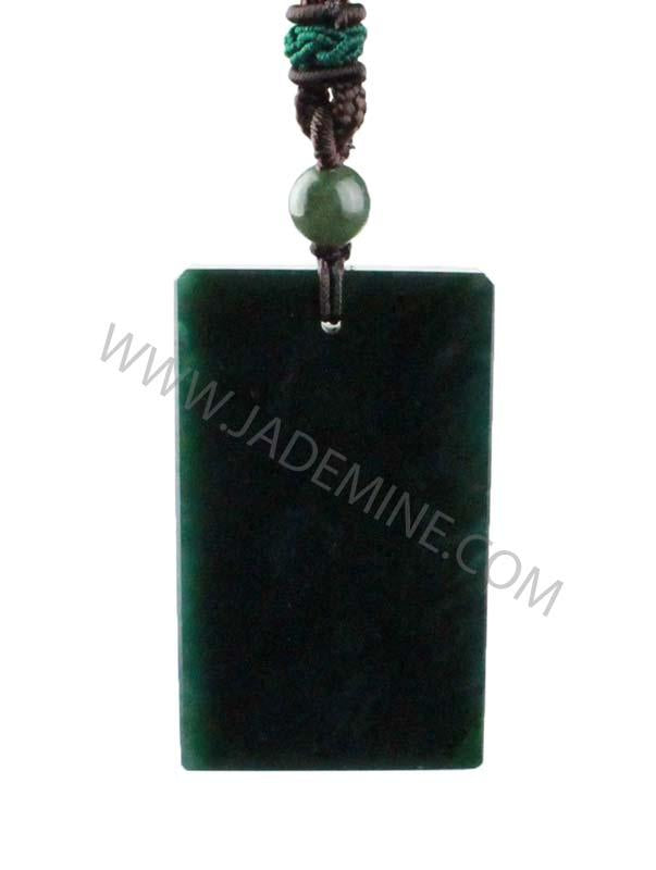 Jade Pendant, Dark Green Rectangle