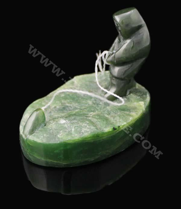 Canadian Nephrite Jade Fisherman catching seal CLEARANCE