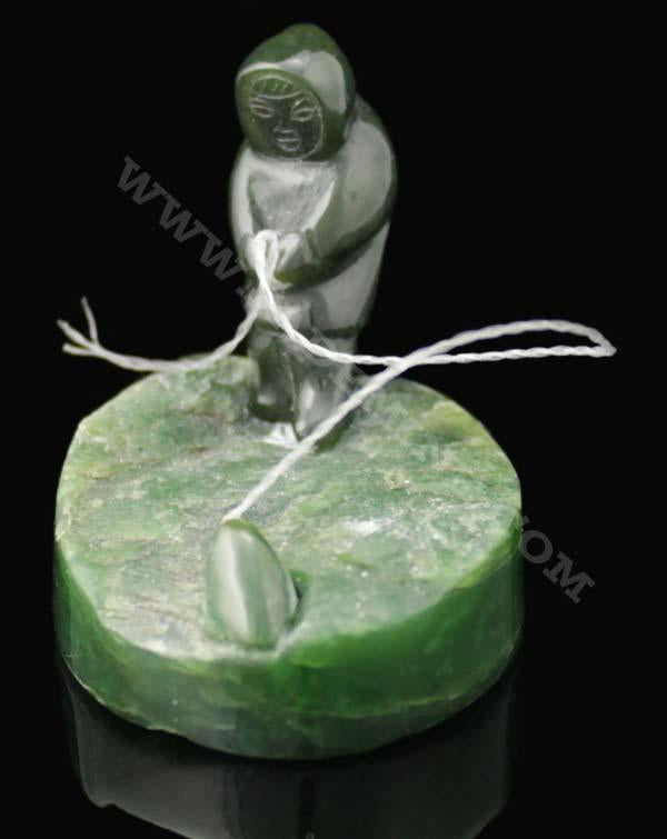 Canadian Nephrite Jade Fisherman catching seal CLEARANCE