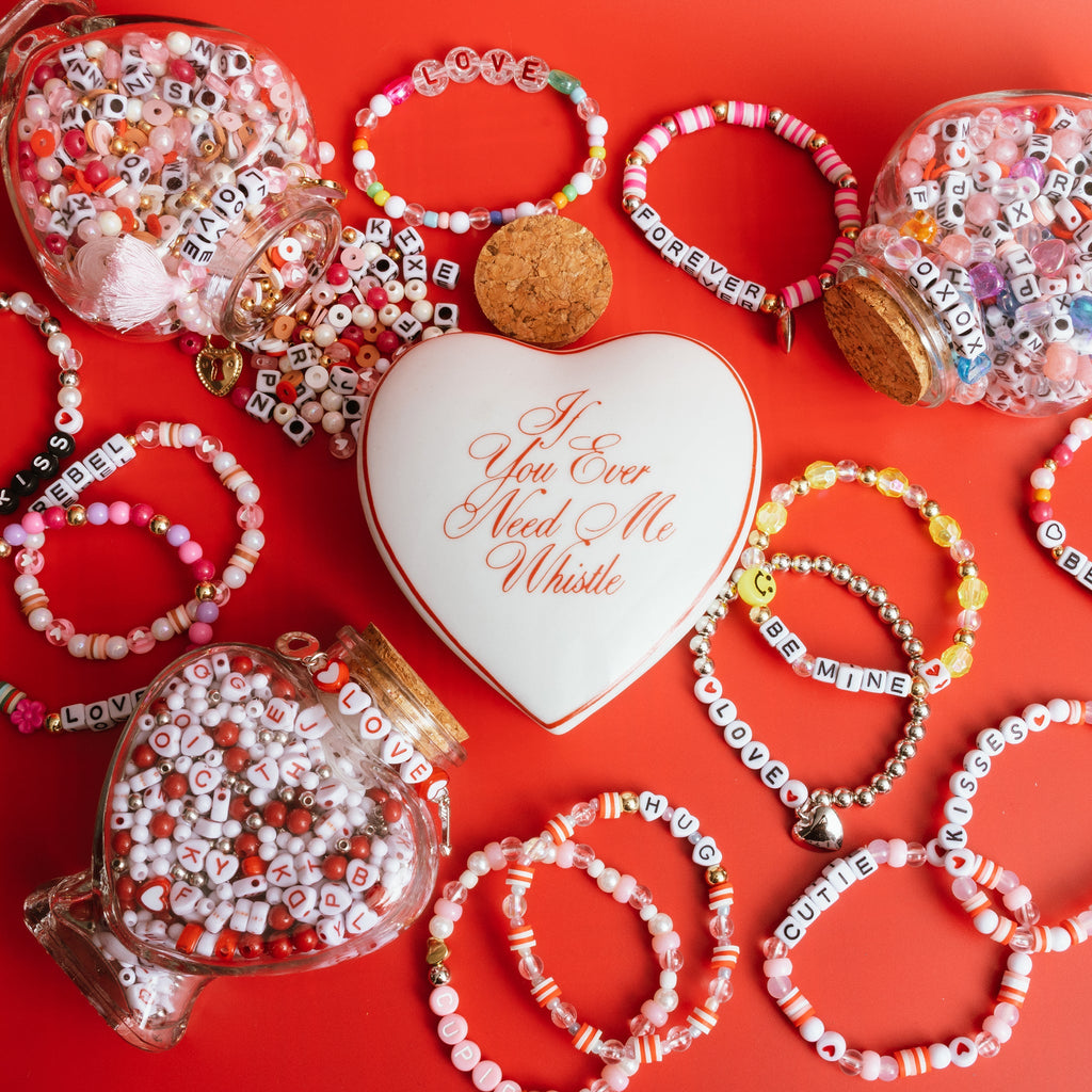 White & Pink Heart Bead Jar