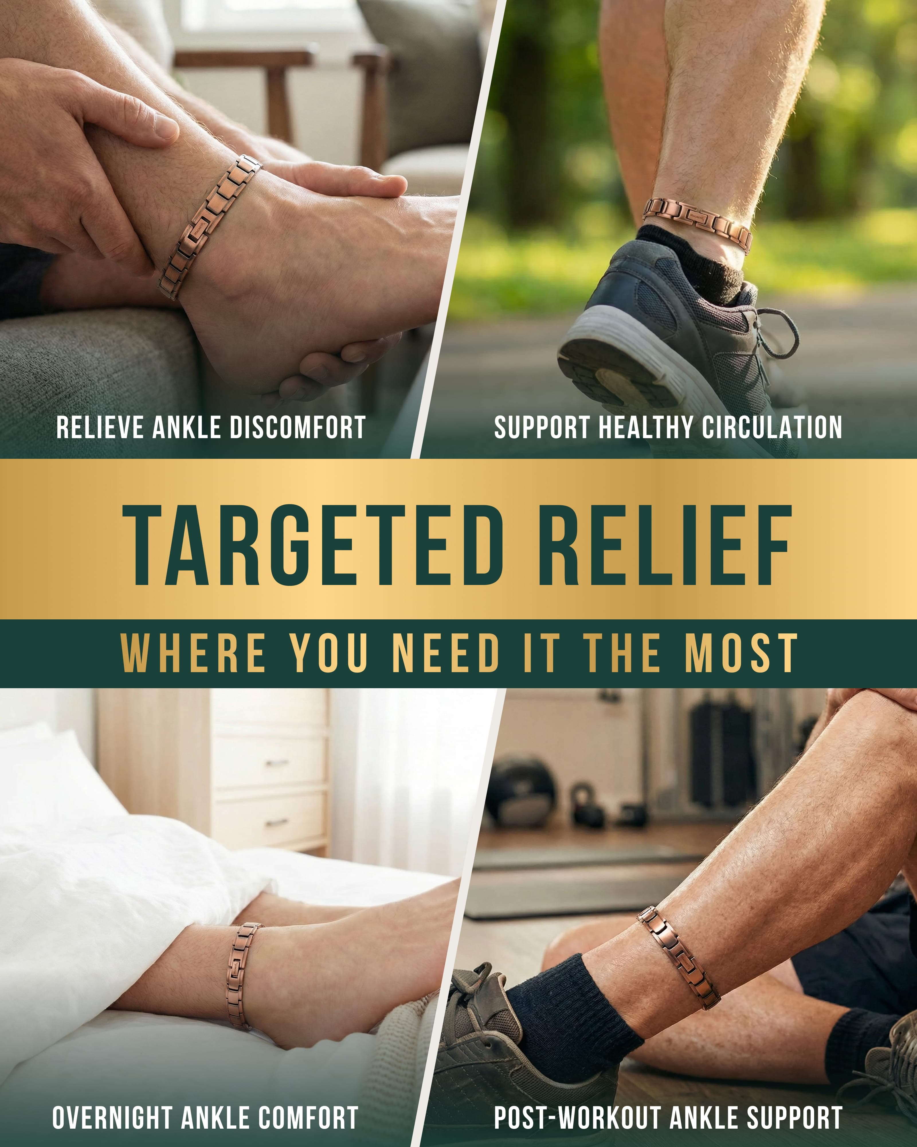 Ultra Strength Copper Magnetic Therapy Anklet for Men