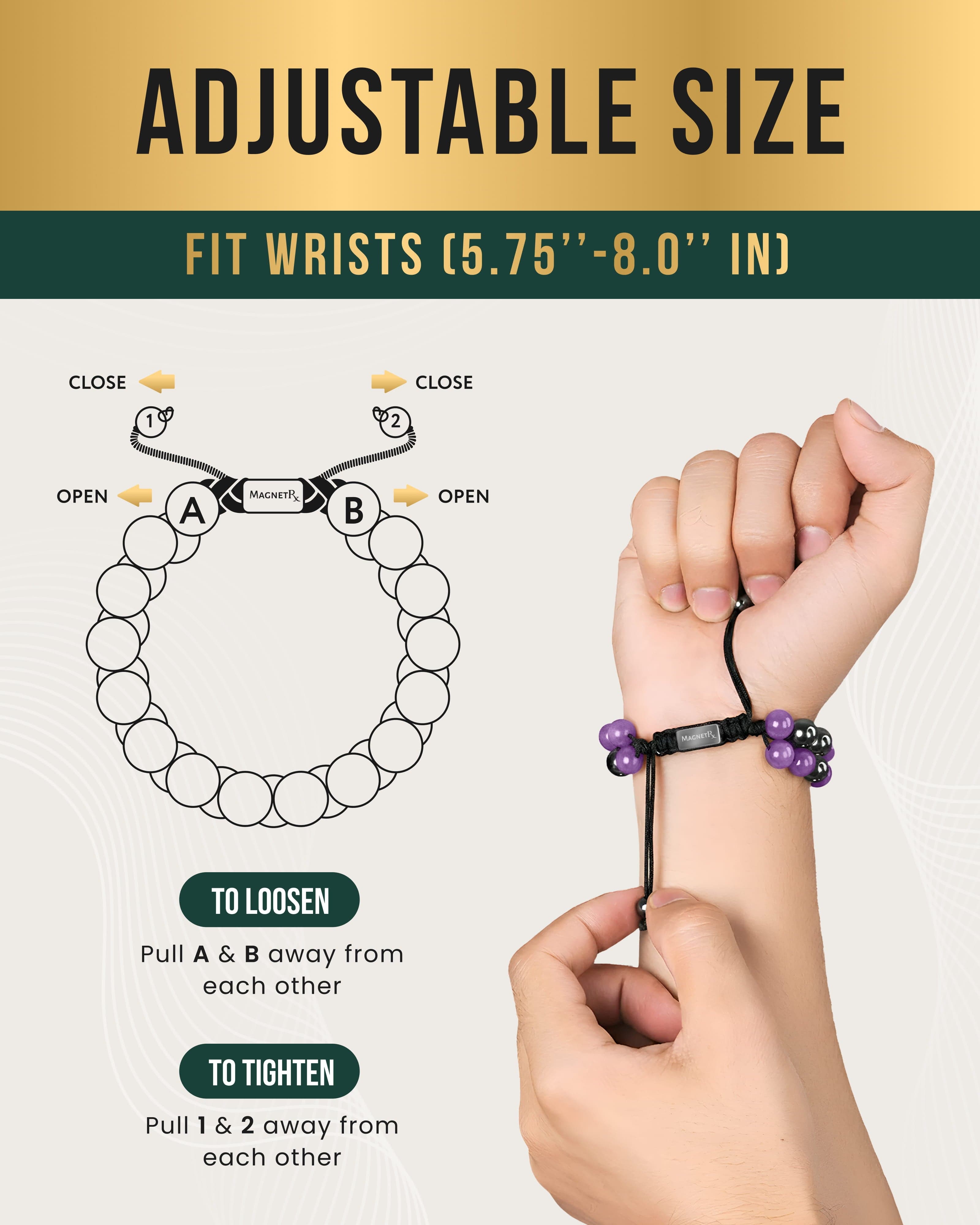 Magnetic Hematite & Amethyst Beaded Bracelet for Women