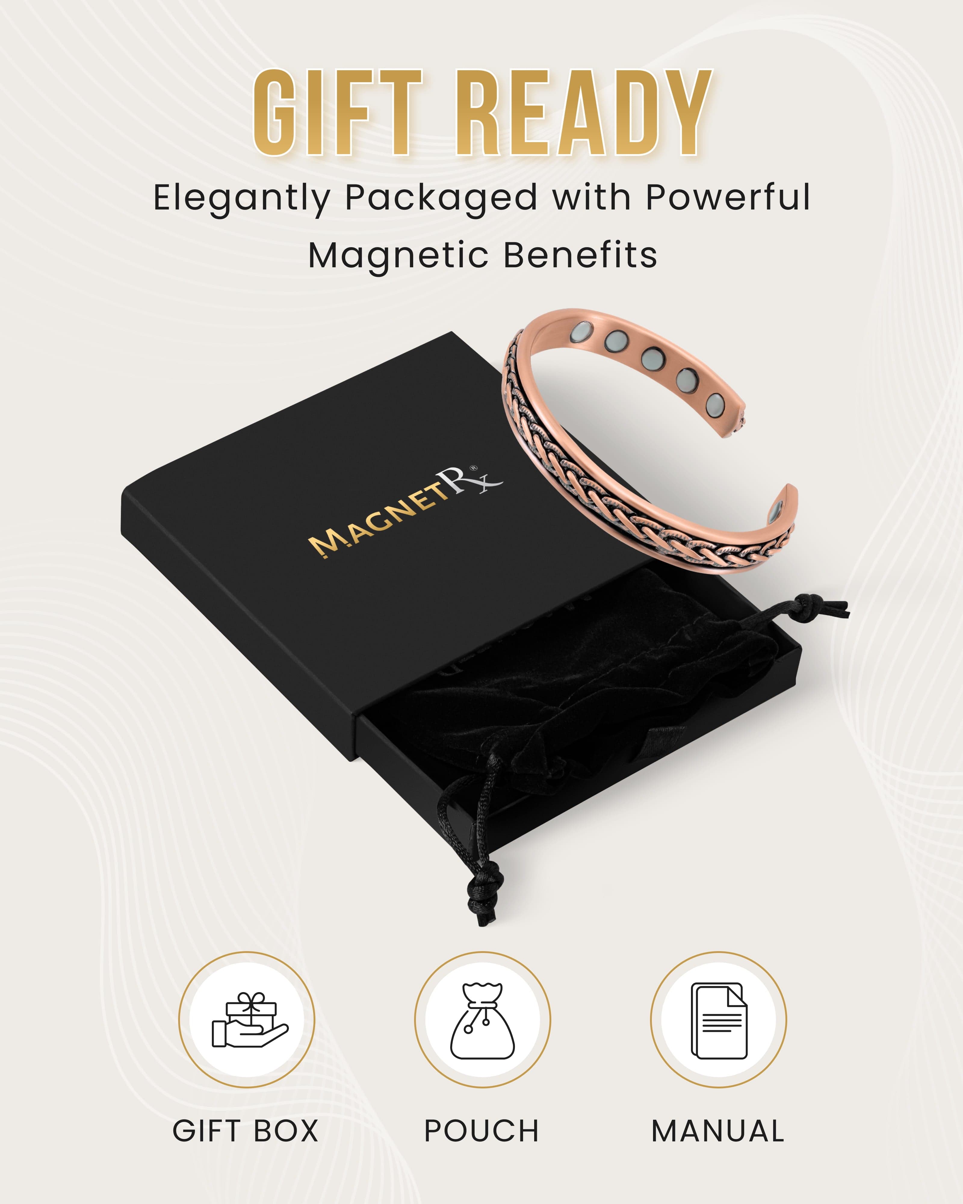 Woven Inlay Copper Magnetic Therapy Bracelet Bangle for Men & Women