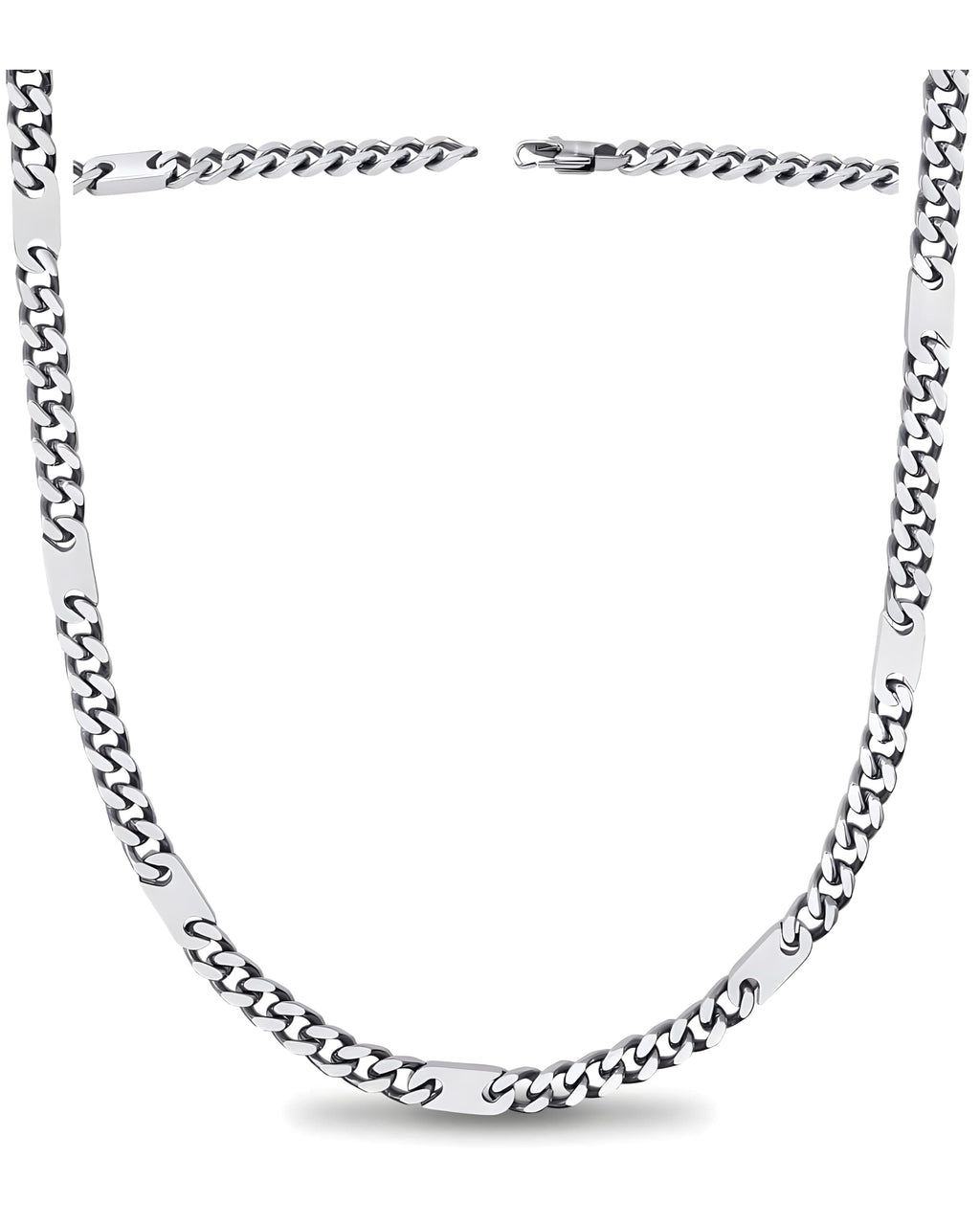 Magnetic Therapy Necklace Stainless Steel Curb Chain