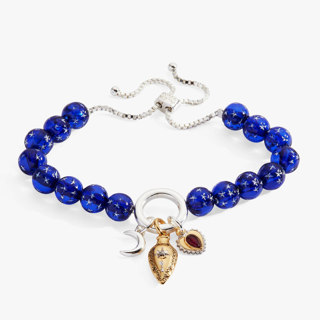 Moon Magic Beaded Charm Bolo Bracelet