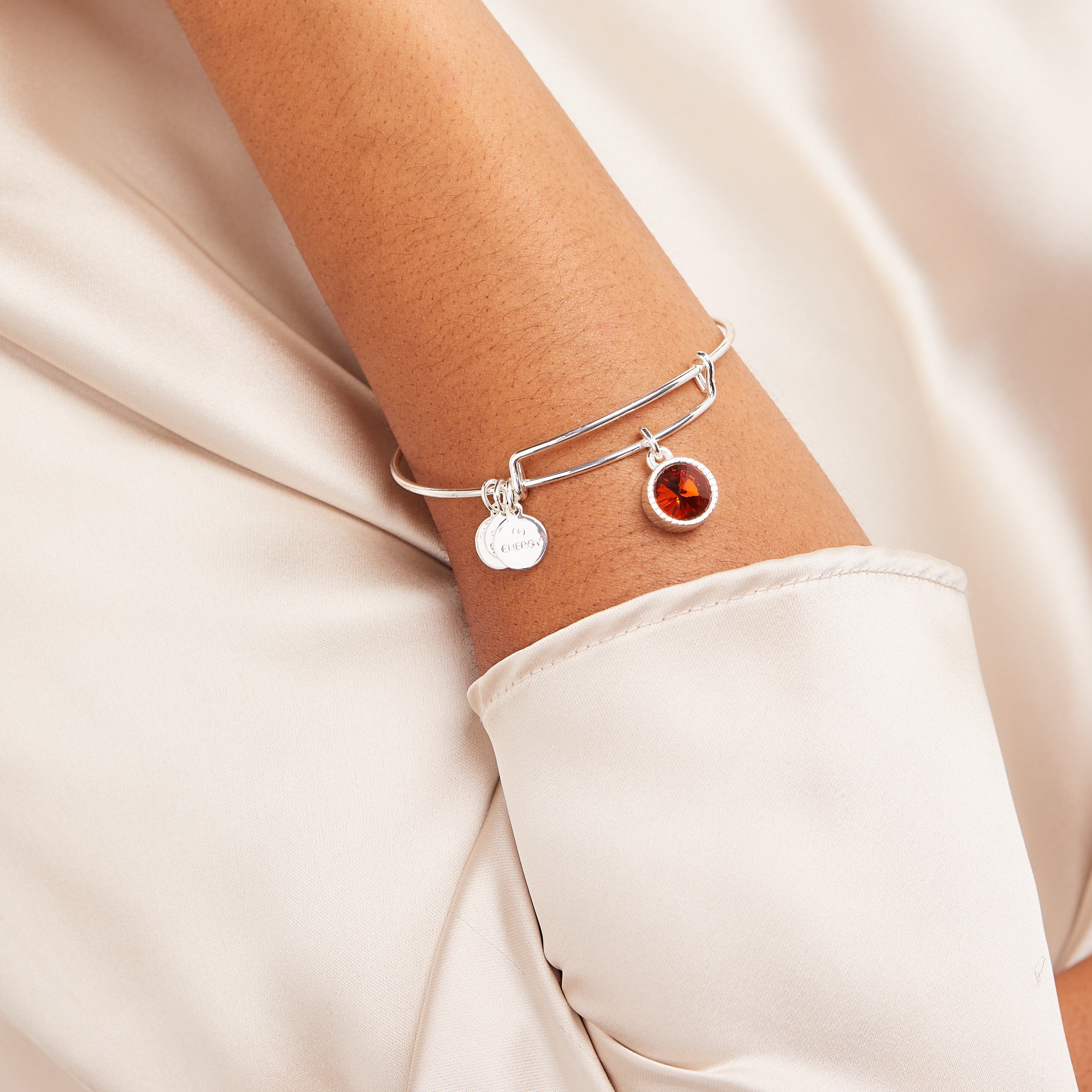 November Birthstone Charm Bangle, Topaz