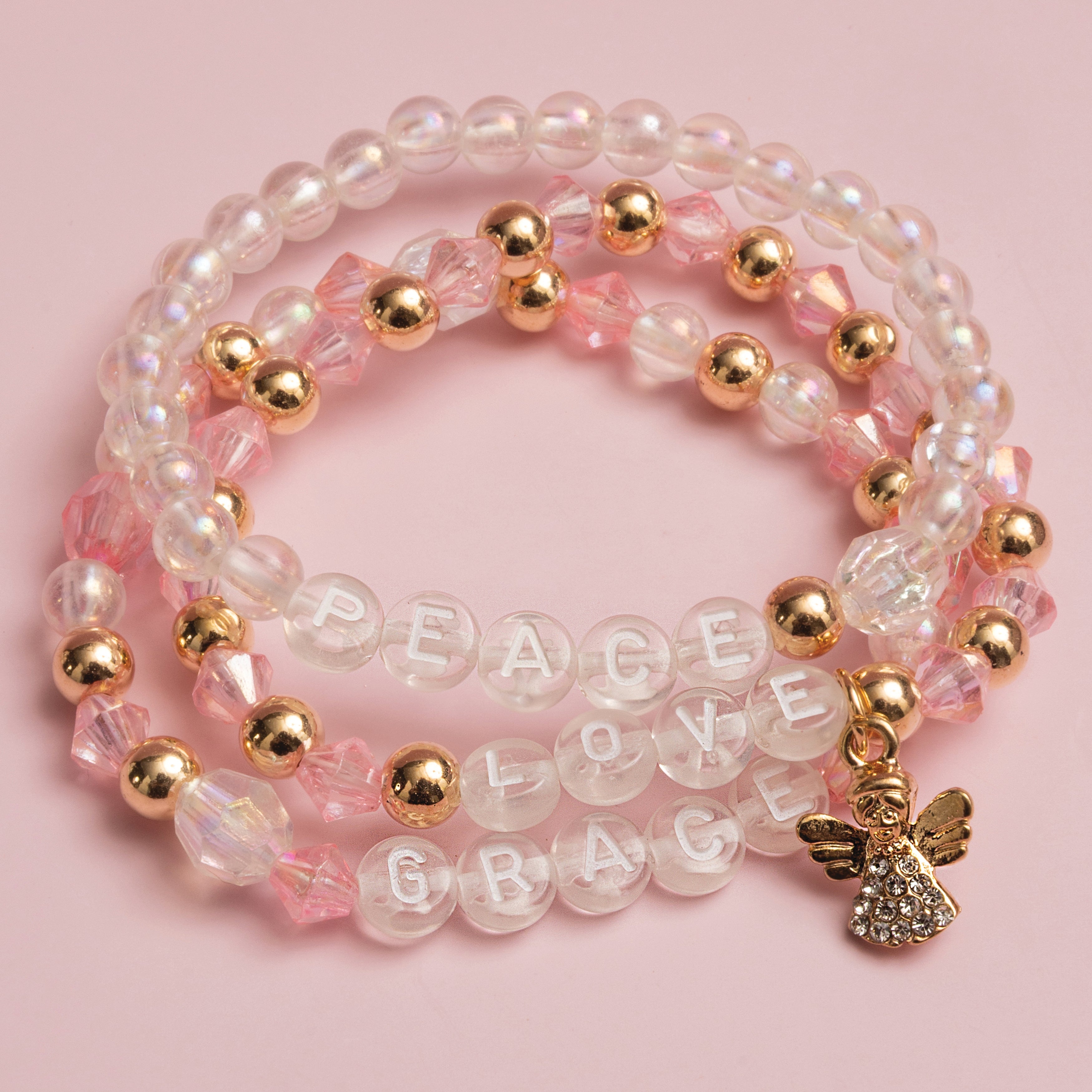 Pastel Pink Angel Charm DIY Letter Bead Jar
