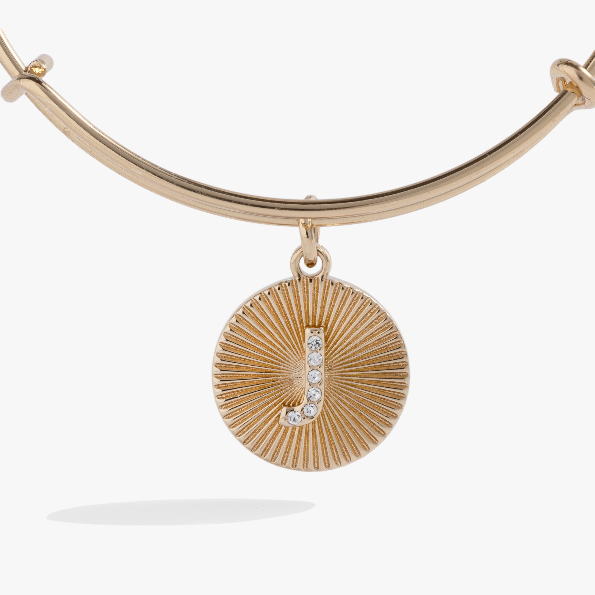 Initial J Pave Starburst Texture Bangle